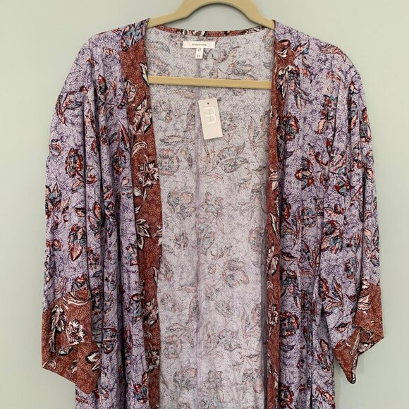 NEW‎ Maurices fall florals tunic duster length elbow sleeve lightweight kimono - Picture 2 of 8